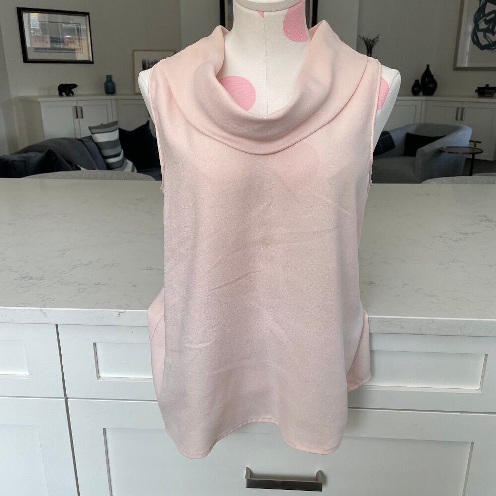 H by Halston Sleeveless Cowl Neck 100% Polyester Top Blush Pink Sz S